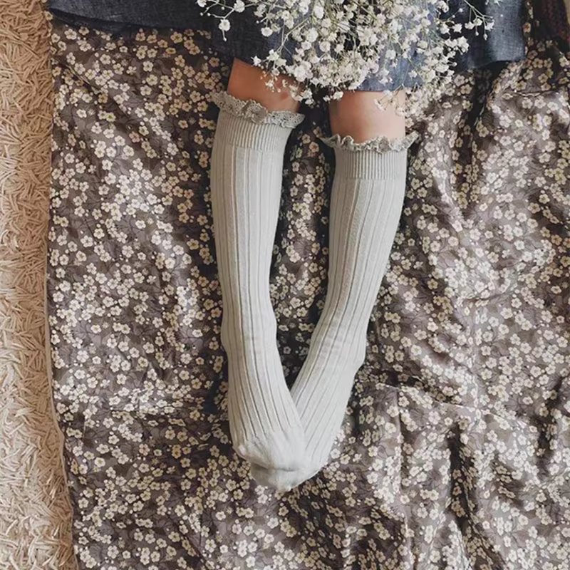 Ruffle Flower Knee Socks