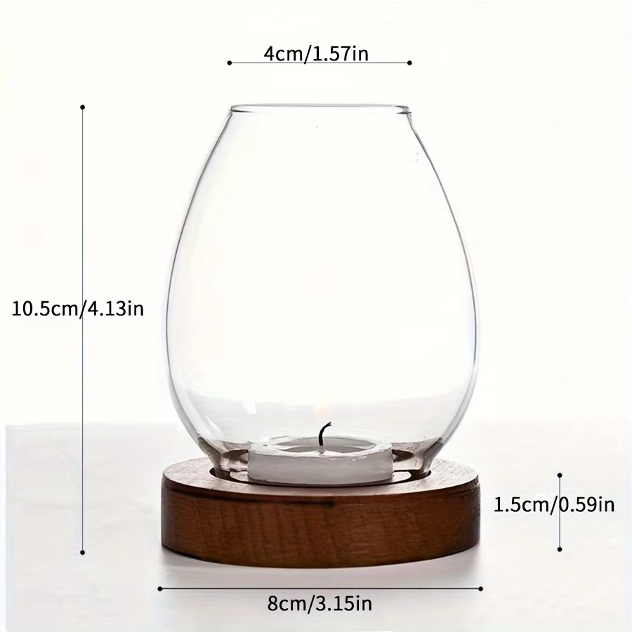 Glass Candle Holder with Wooden Base