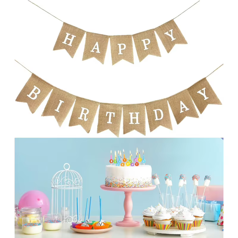 White Happy Birthday Banner