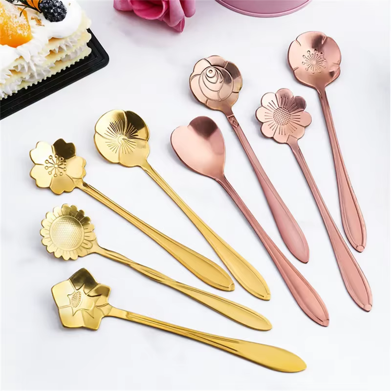 Gold flower teaspoons (8)