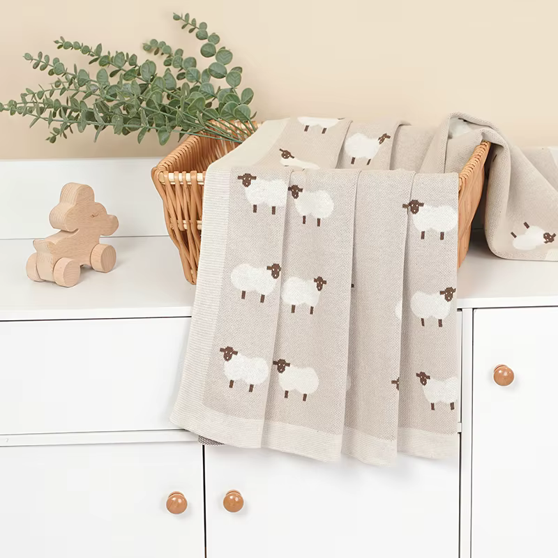 Knitted Lamb Baby Blanket