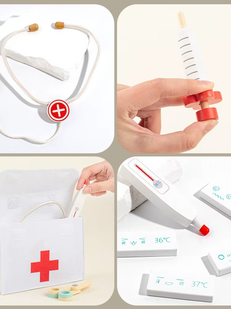 Wooden Doctor Kit with Bag