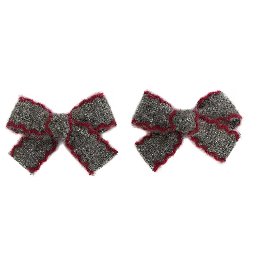 Herringbone Mini Bow Hair Clip Set