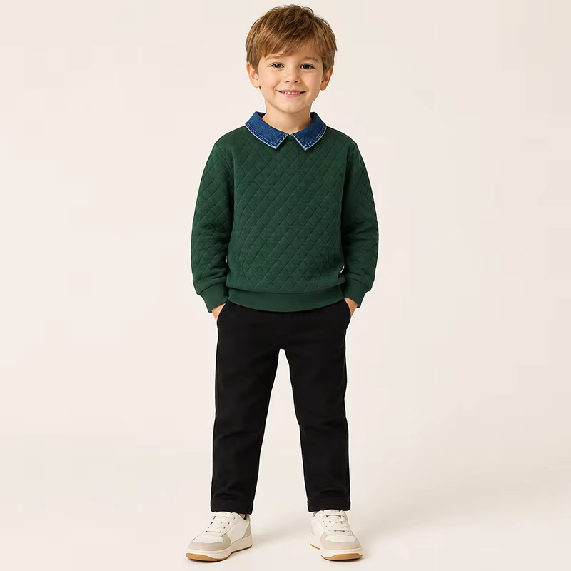 Blue & Pink Denim Kids' Sweatshirt from Bloom Family Fashion on AliExpress