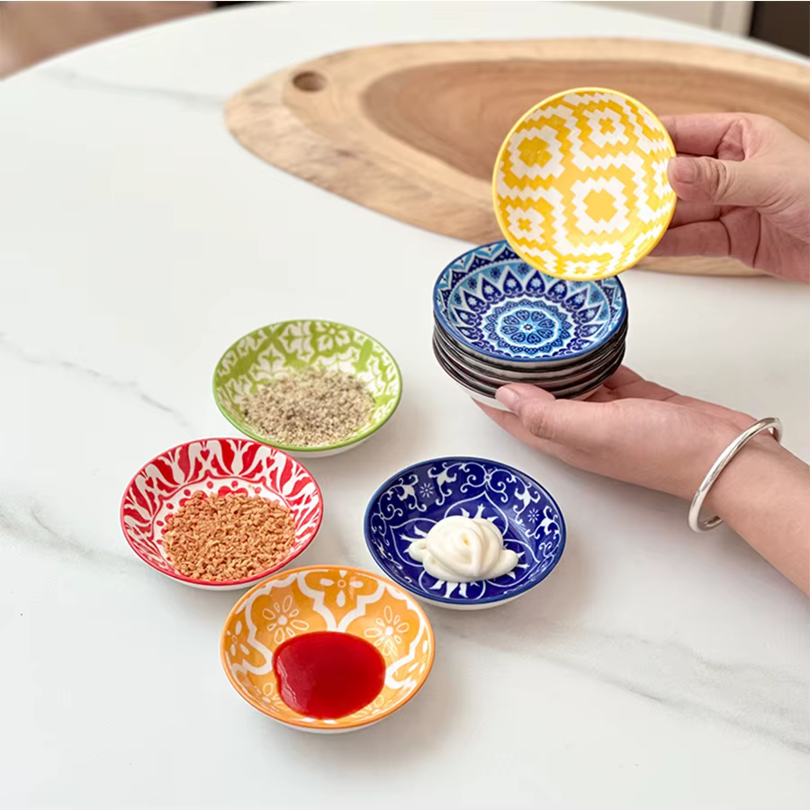 Hand-painted boho sauce dishes