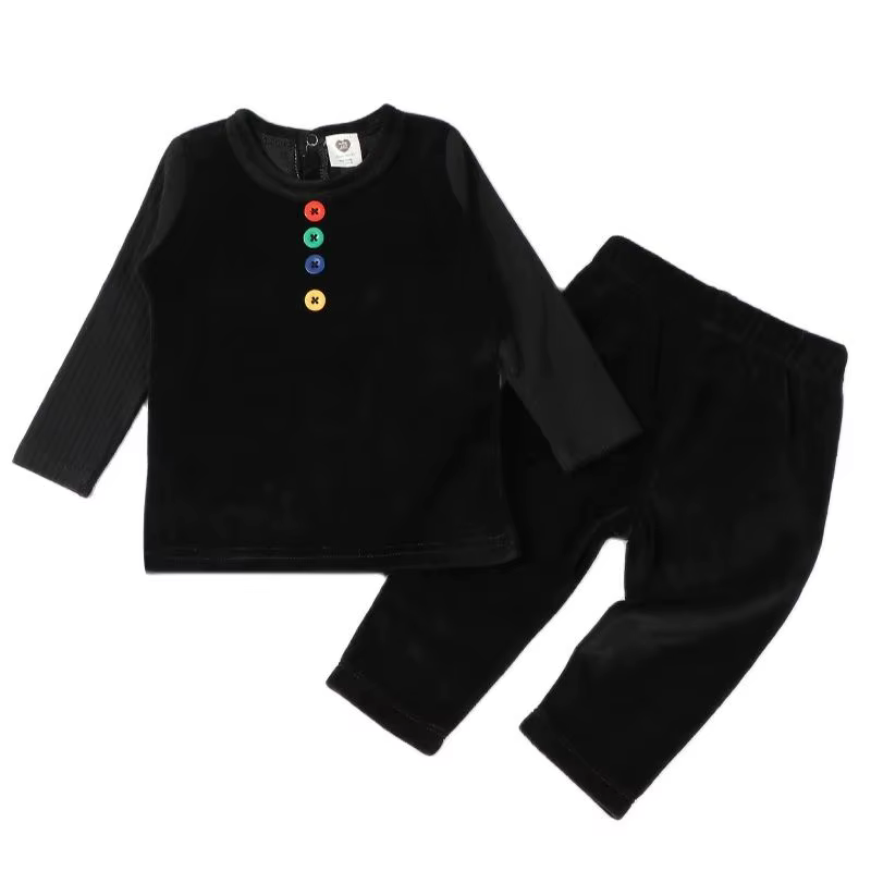 Black Velour Kids' 2-Piece Set – Style 2 from Bloom Family Fashion on AliExpress