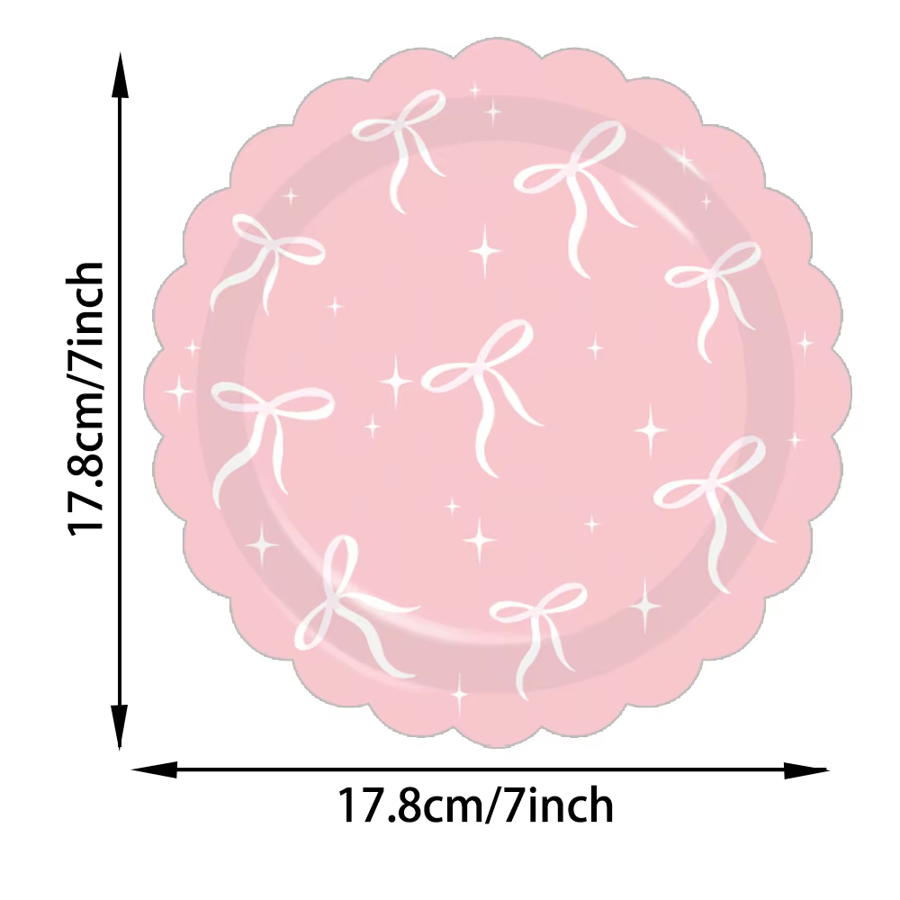 Pink Bow Party Plates Set
