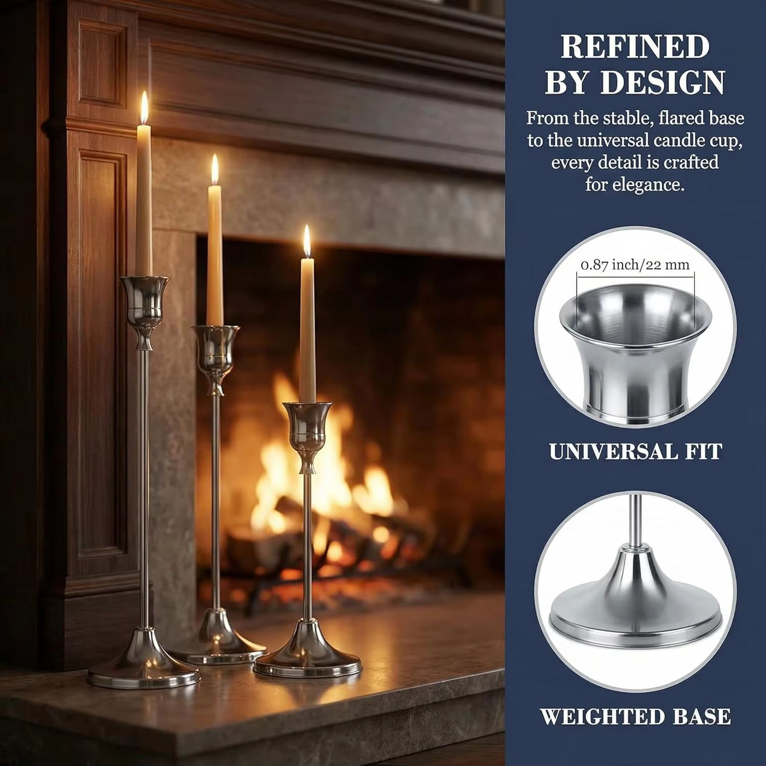 Silver Bell Candlestick Set