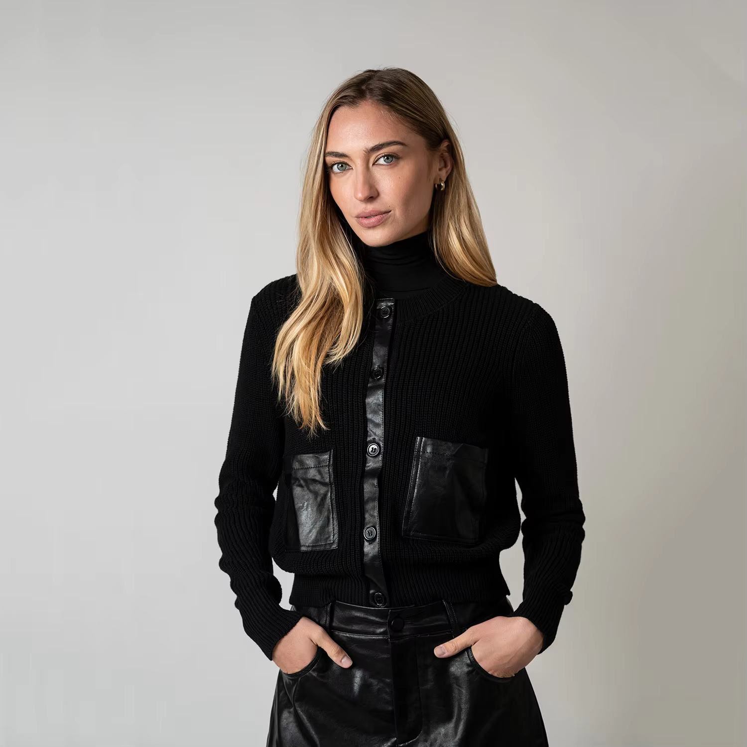 Black Pocket Cardigan
