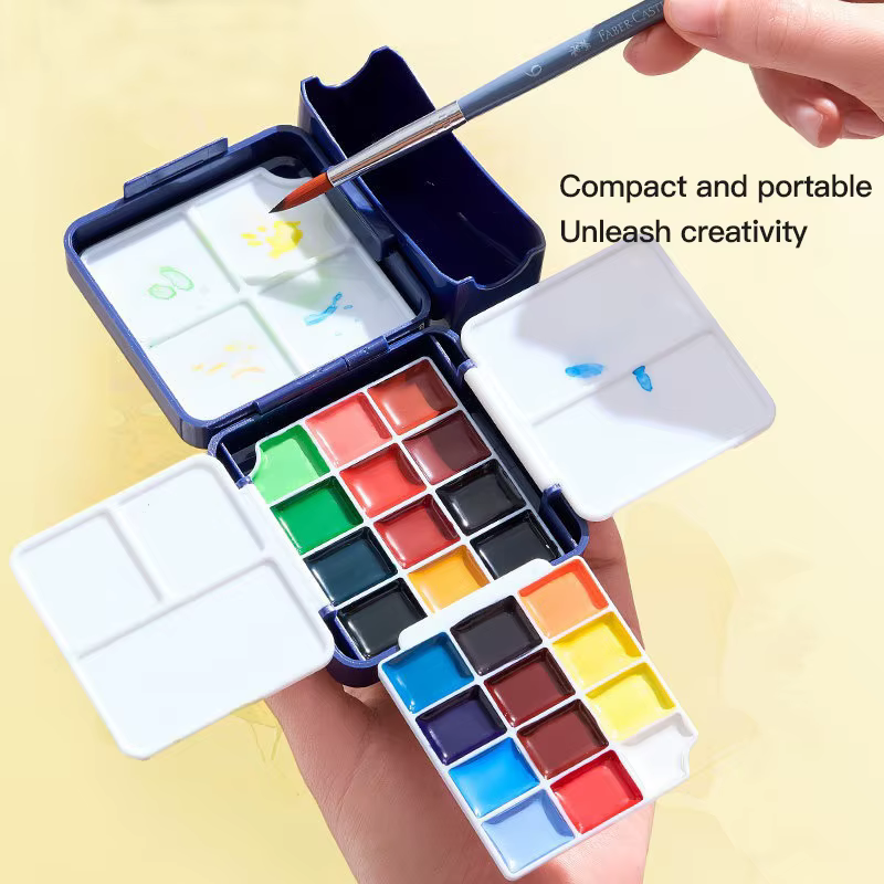 Faber Castell 24-Color Portable Watercolor Paint Set with