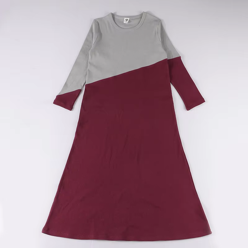 Ribbed Contrast Teens' Nightgown from Bloom Family Fashion on AliExpress