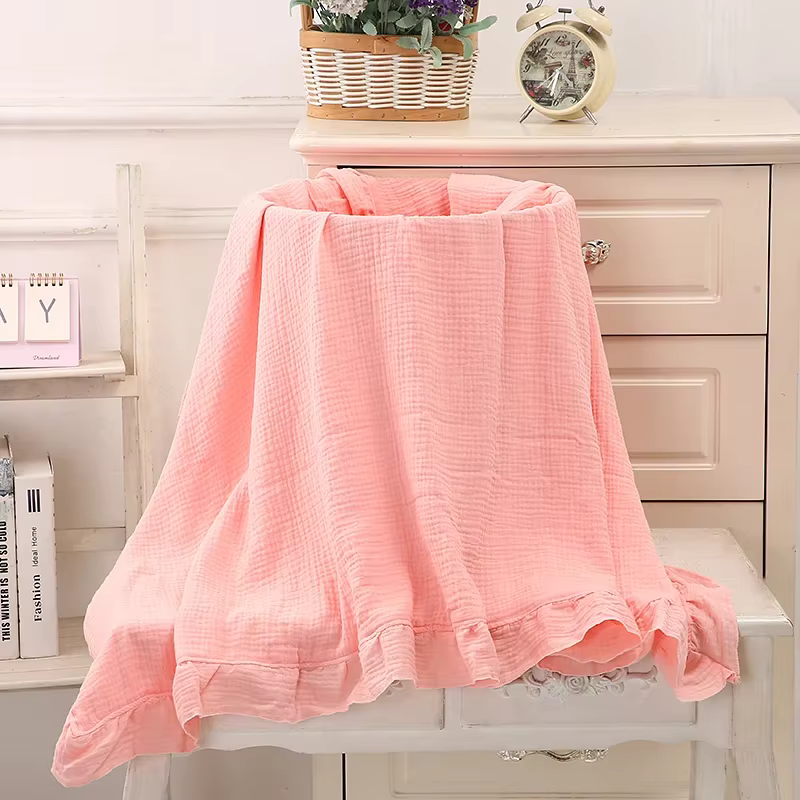 Ruffle Muslin Baby Blanket