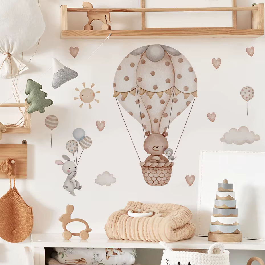 Hot Air Balloon Animal Wall Stickers