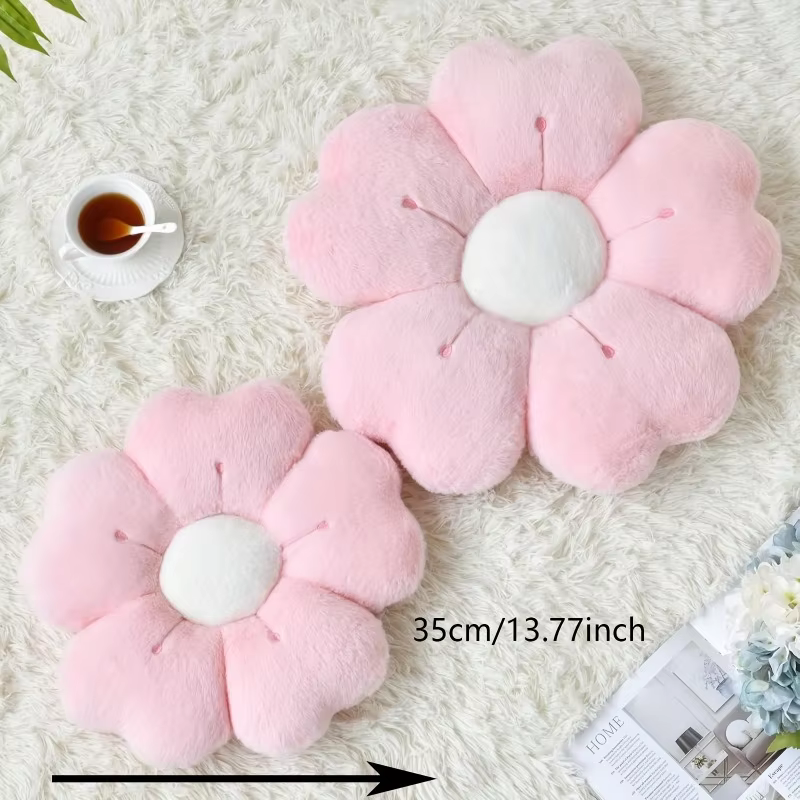 Flower-Shaped Plush Cushion