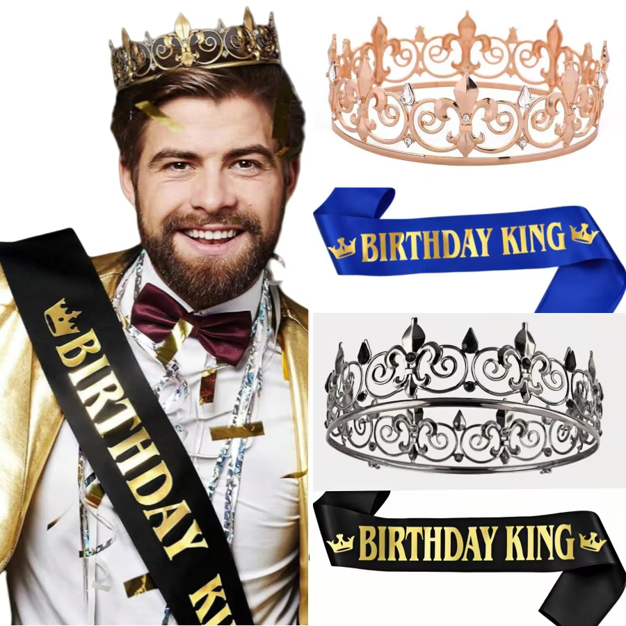 Gold King Crown & Sash Set – Lilvelle birthday finds