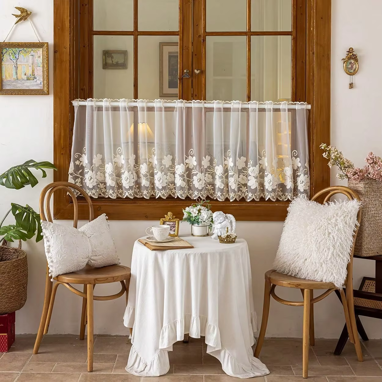 Embroidered Floral Sheer Curtain