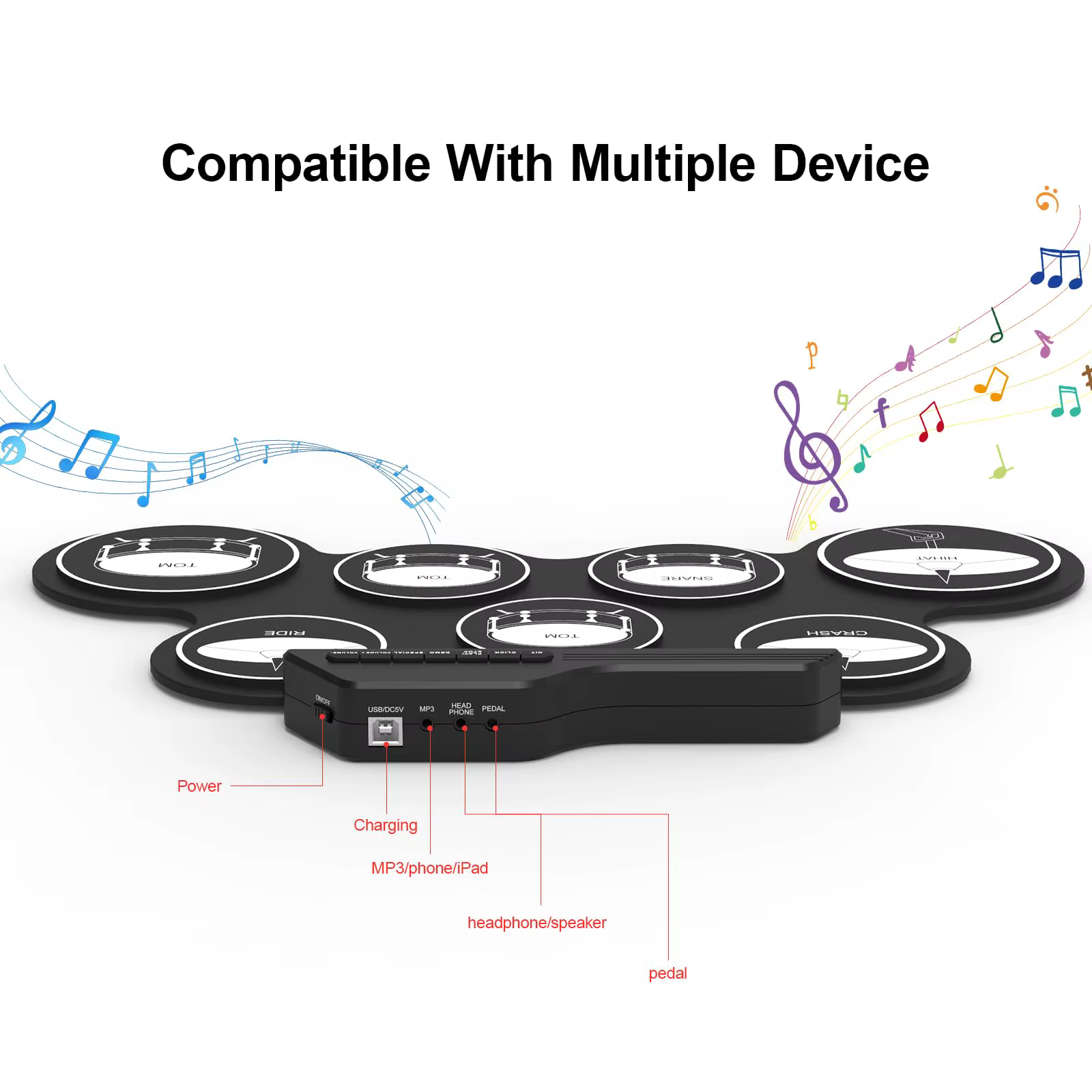 Roll-Up Electronic Drum Kit – Black Icon Edition