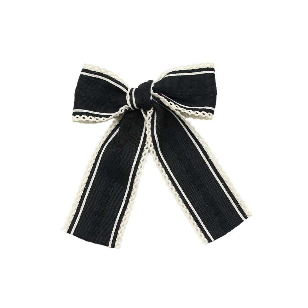 Black Velvet Bow Headband Medium Hair Clip