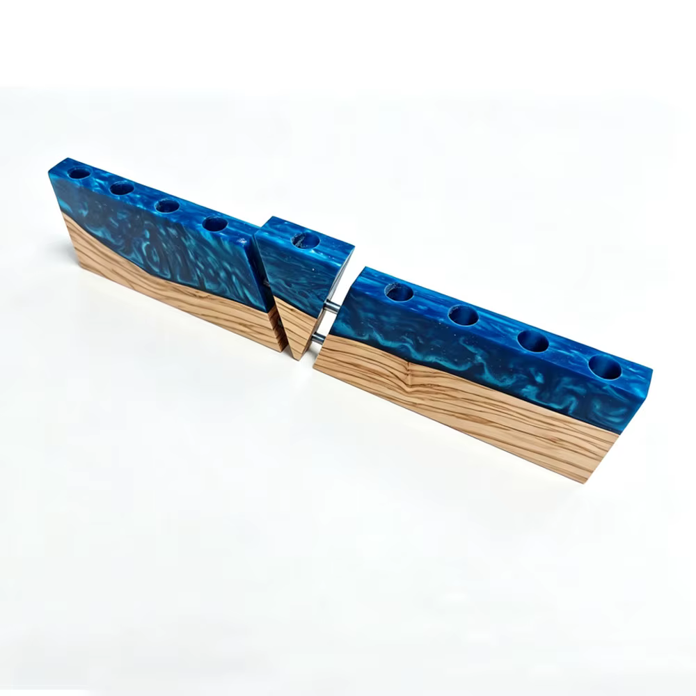 Olive Wood & Resin Chanukah Menorah