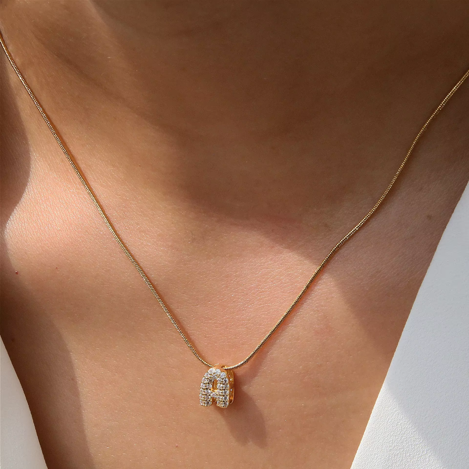 Tiny CZ Initial Necklace – Lilvelle jewellery edit