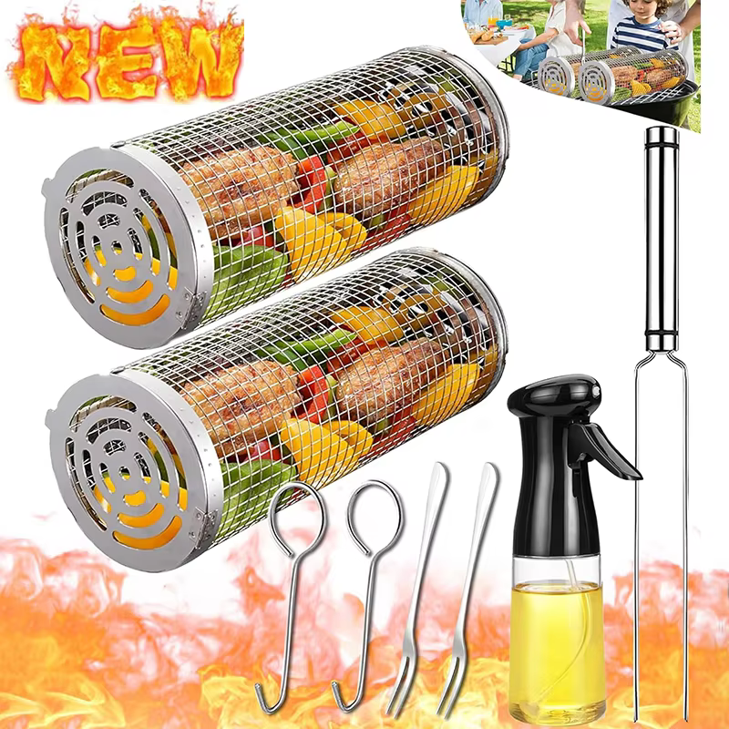 Rolling Stainless Steel Grill Basket – Lilvelle gift for Tatty