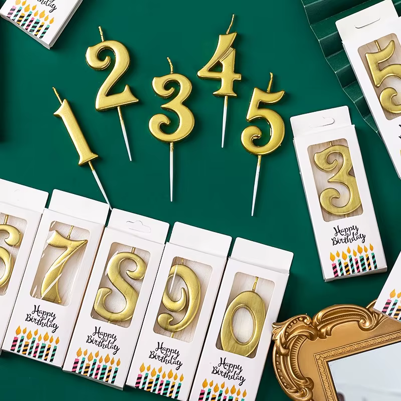 Gold Number Birthday Candle