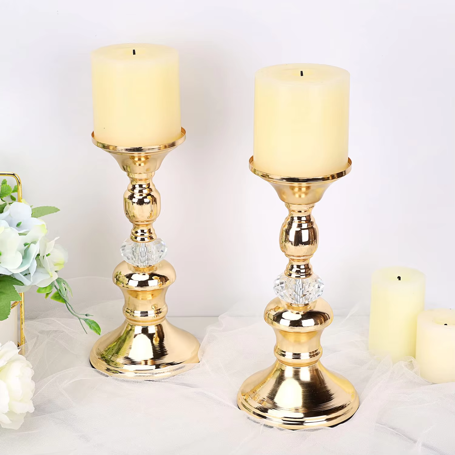 Gold Pillar Candle Holders