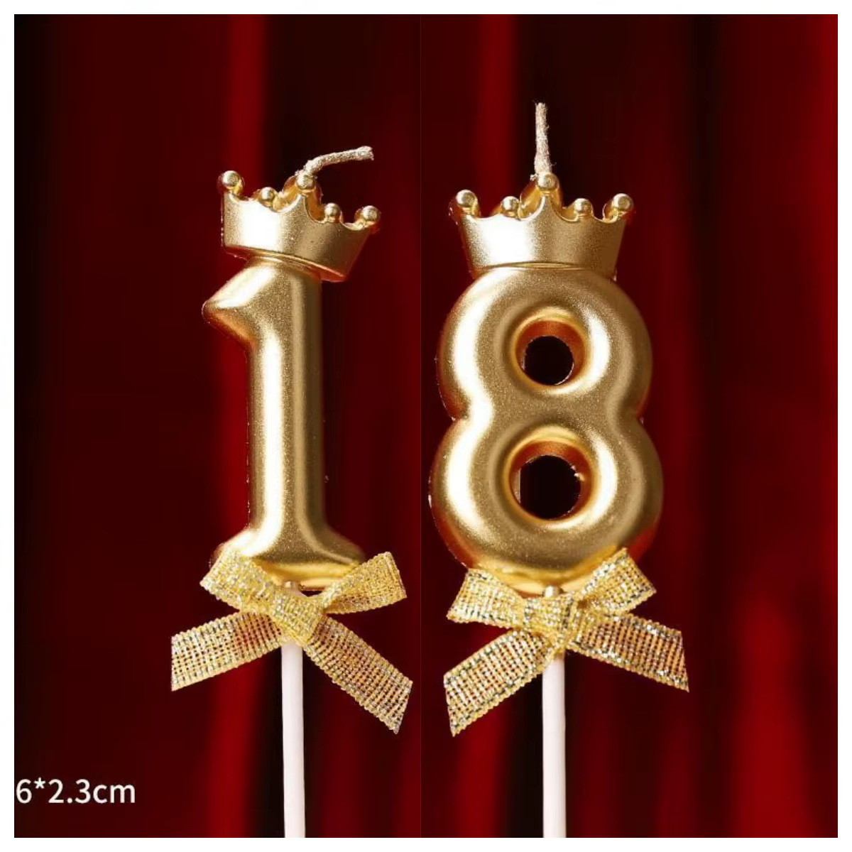 Number Birthday Candles OriginalLight Gold Crown Birthday Cake