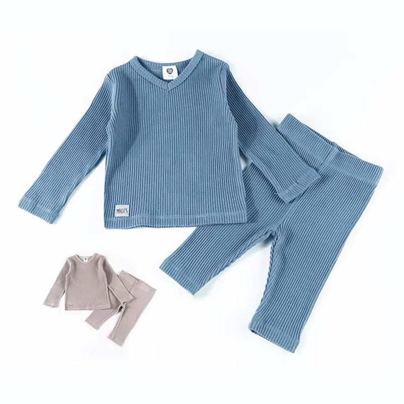 Cotton Ribbed Kids' Pyjama Set from Yibebe on AliExpress