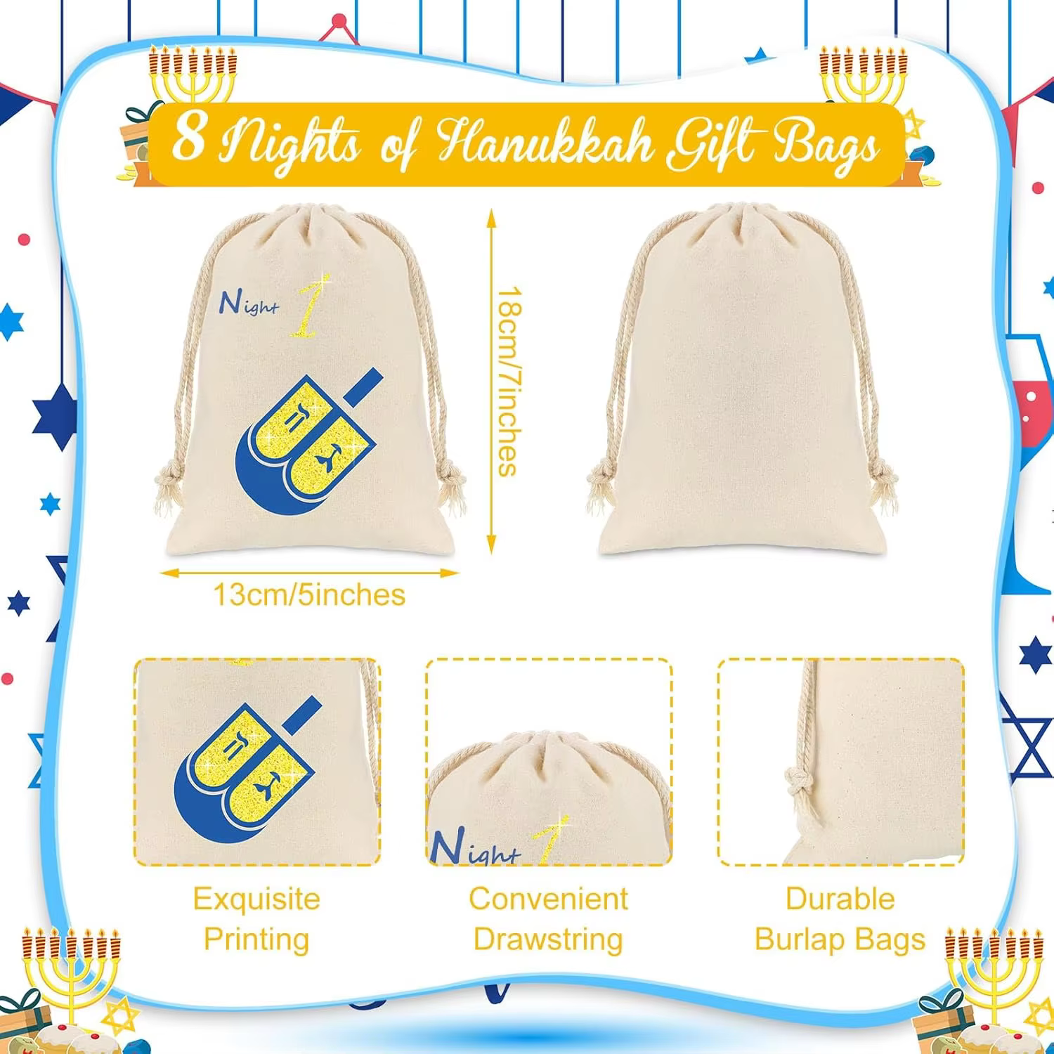 Cotton 8 Nights Gift Bags