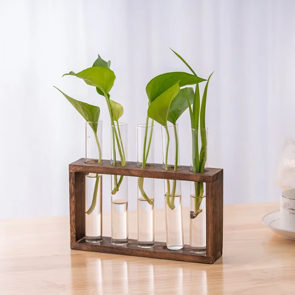 Wooden Test Tube Propagation Vase