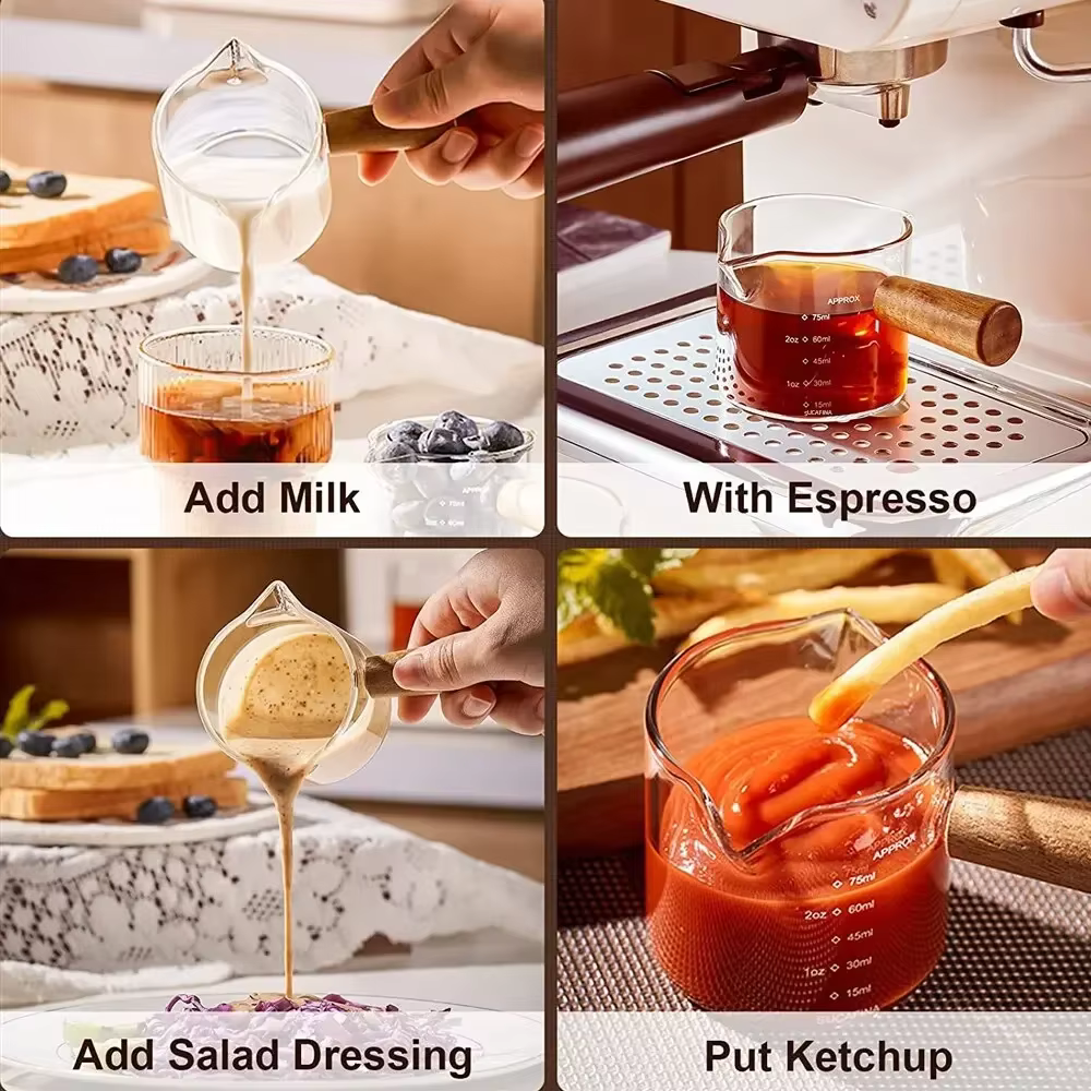 Wood Handle Glass Pouring Jug