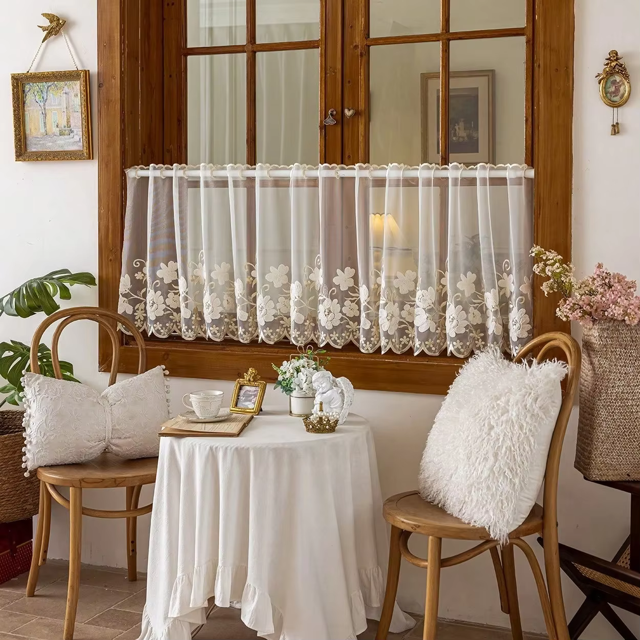 Embroidered Floral Sheer Curtain