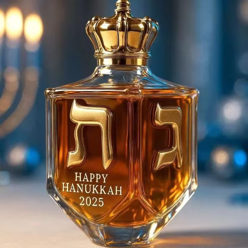 Dreidel Glass Decanter with Crown Lid