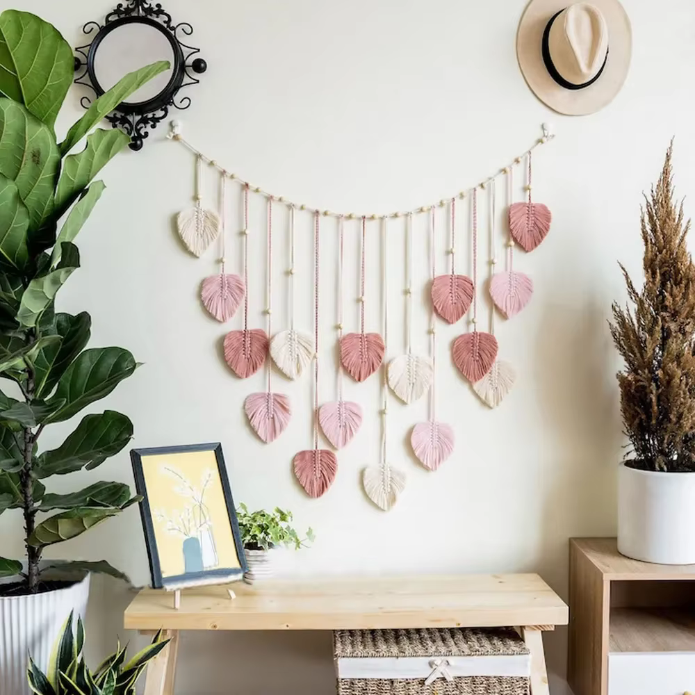 Boho Leaf Tassel Wall Hanging