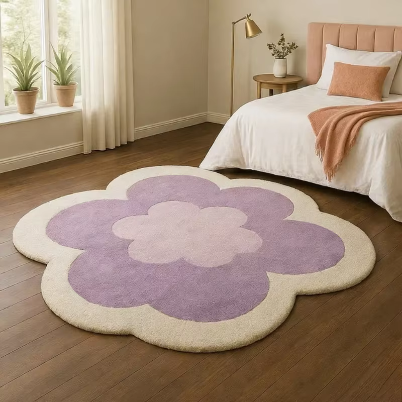 Flower-Shaped Plush Rug