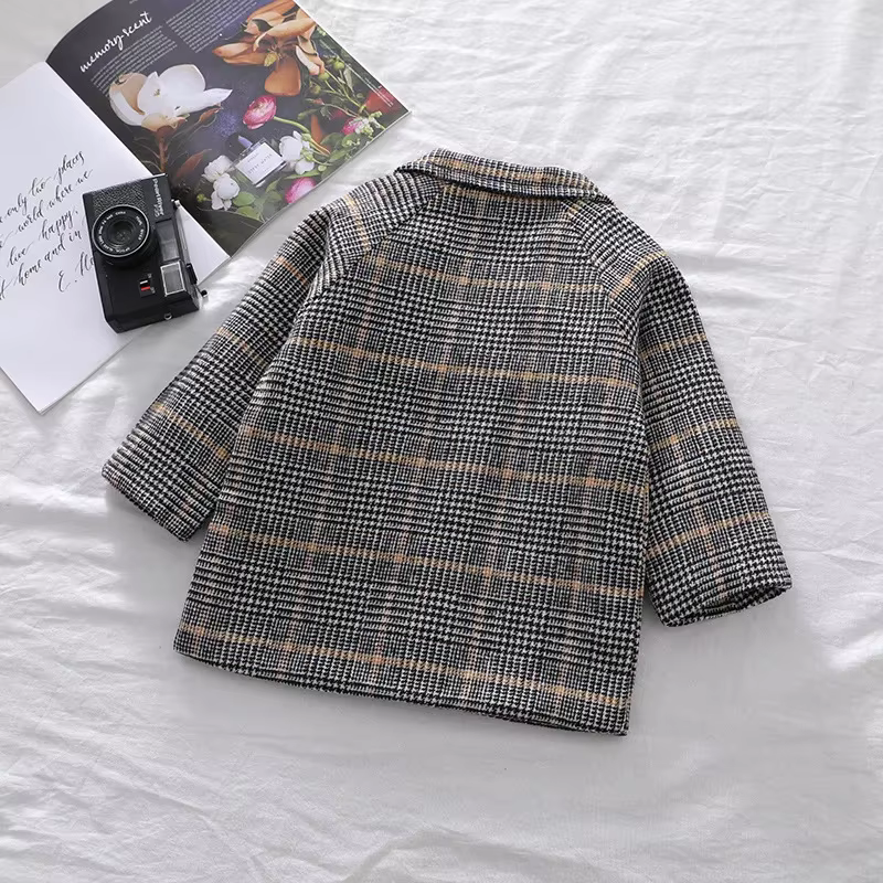 Boys' Plaid Long Trench Coat