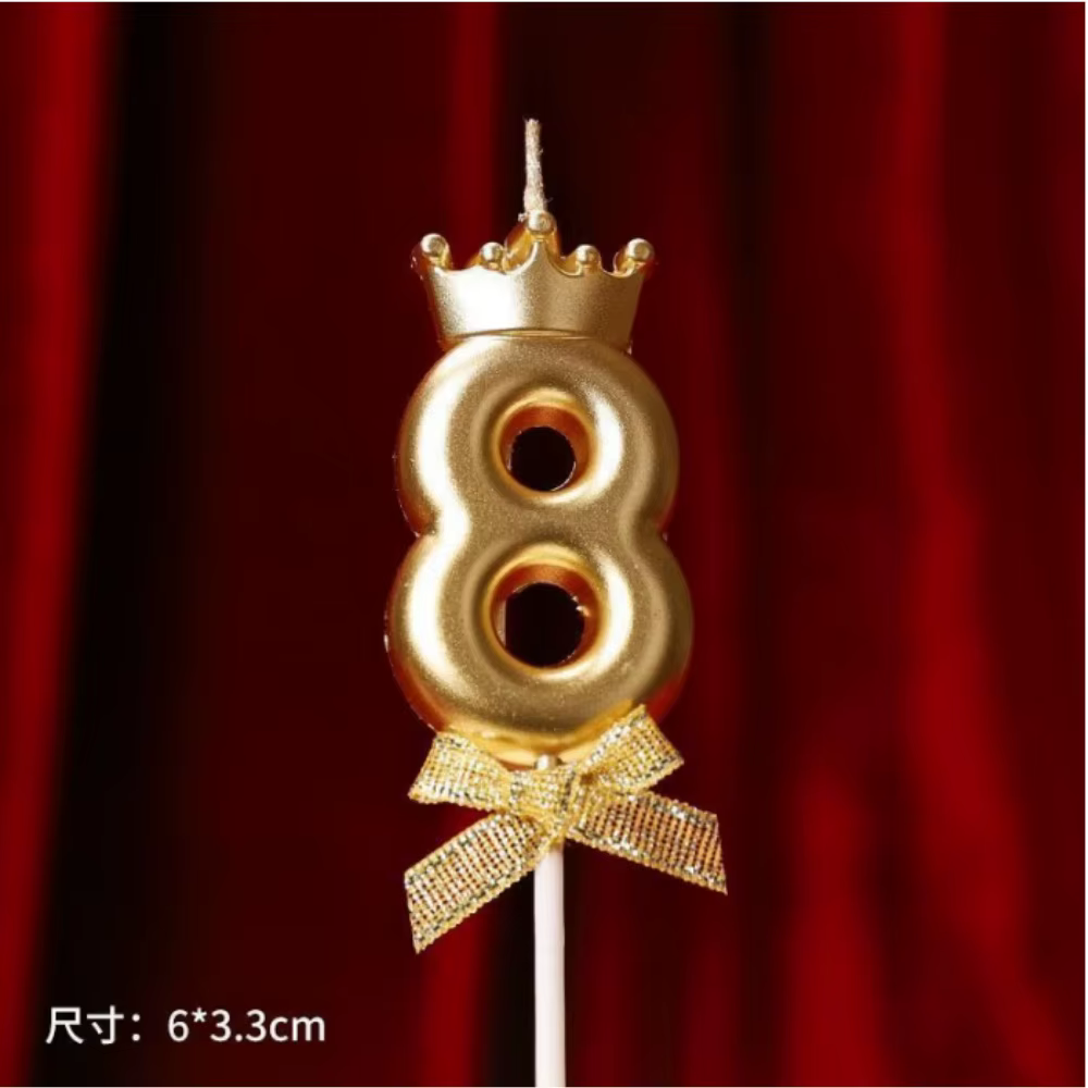 Number Birthday Candles OriginalLight Gold Crown Birthday Cake
