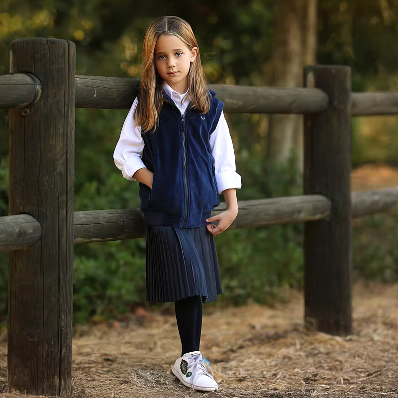 Navy Velour Zip-Front Kids' Jacket from Bloom Family Fashion on AliExpress