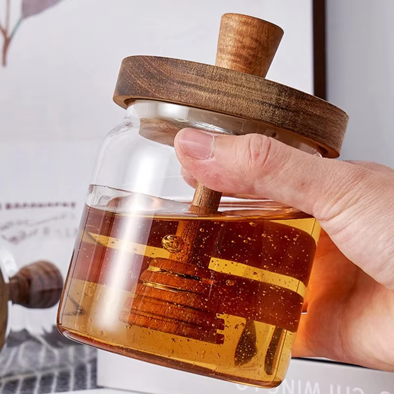 Wide Mouth Glass Storage Bottles with Dipper And