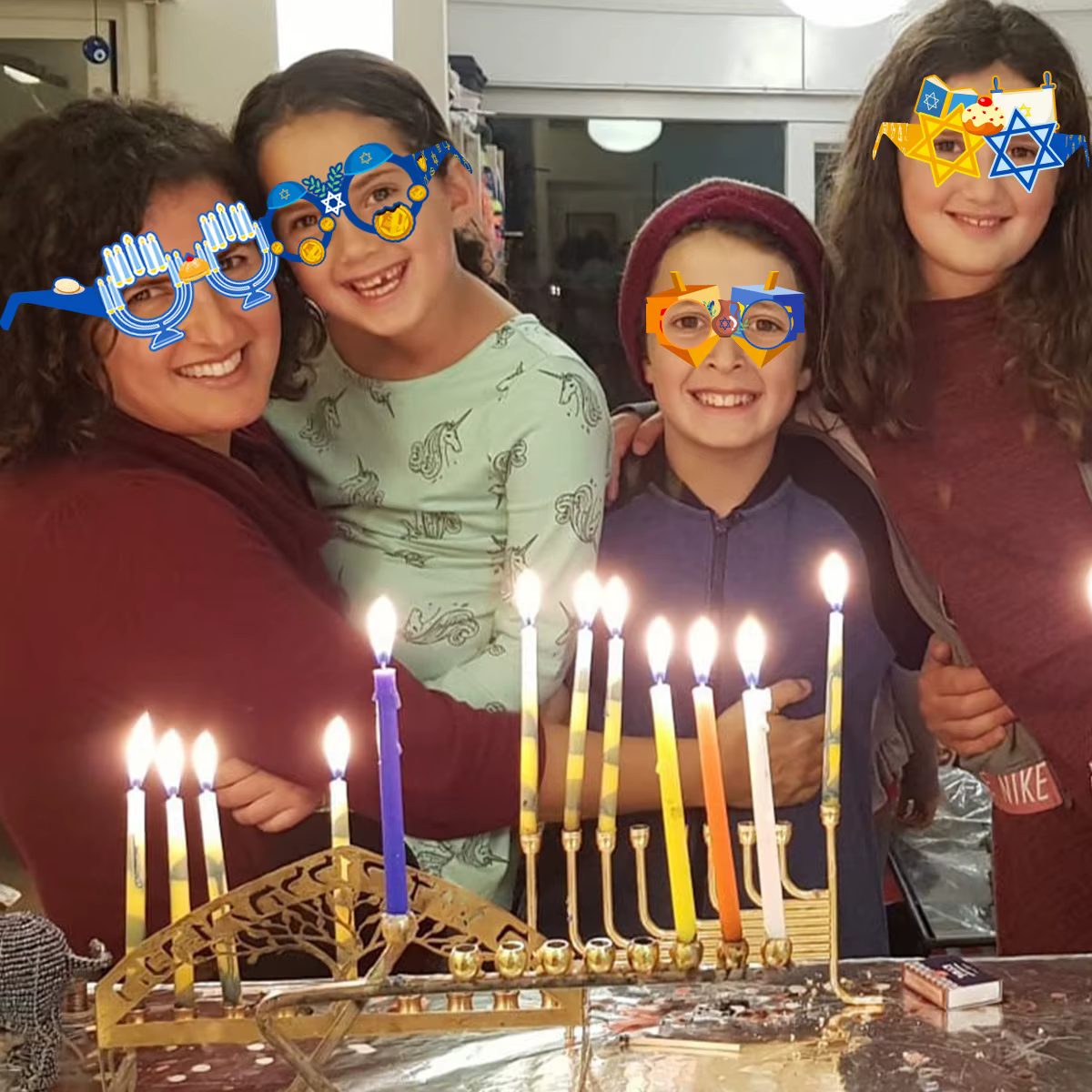 Chanukah Photo Prop Glasses – 8 Pack