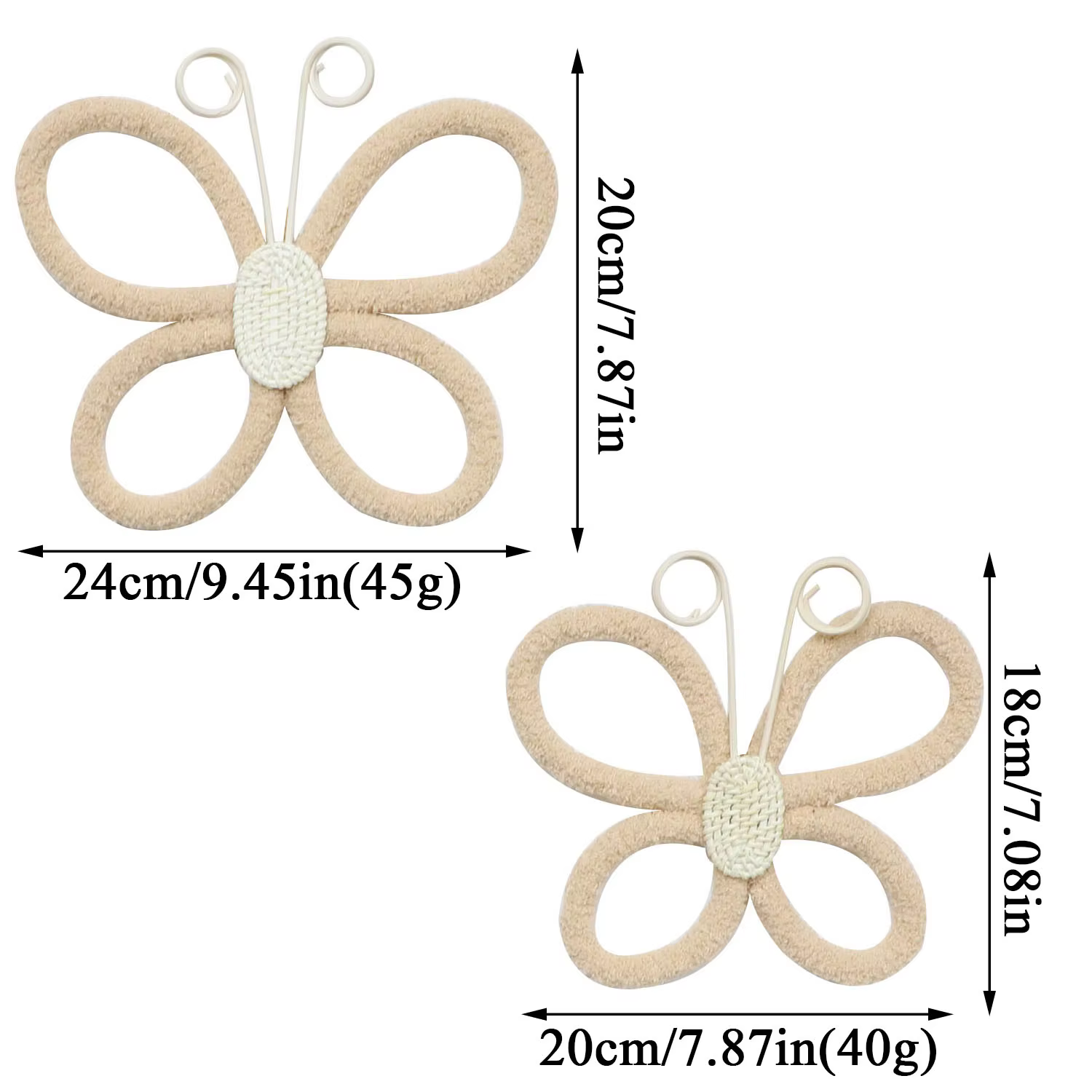 Rattan Butterfly & Daisy Wall Set