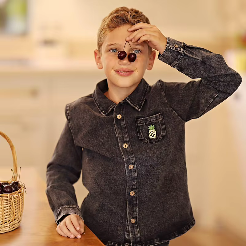 Black Denim Family – Boys Shirt