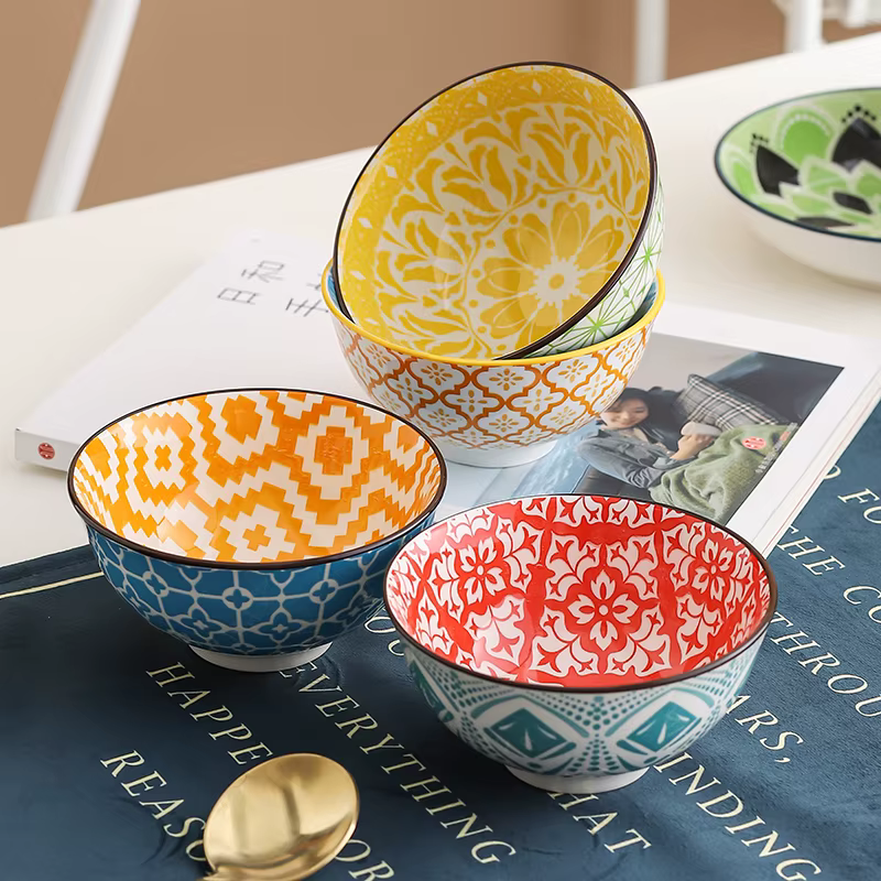 Bohemian Ceramic Bowl Set of 4