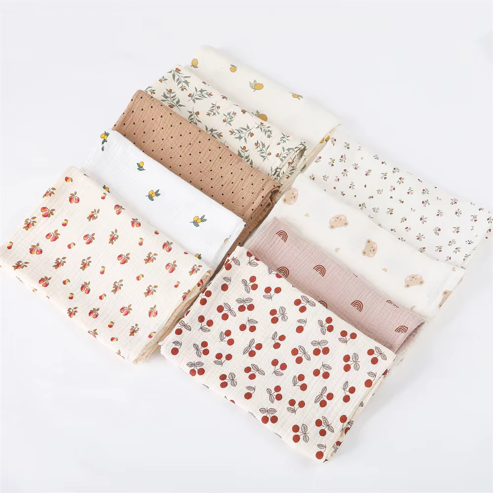 Cotton Swaddle Blanket Baby Blanket Floral Print Muslin