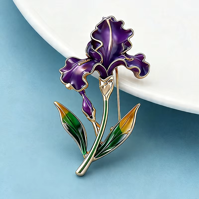 Enamel Flower Birthday Brooch Pin