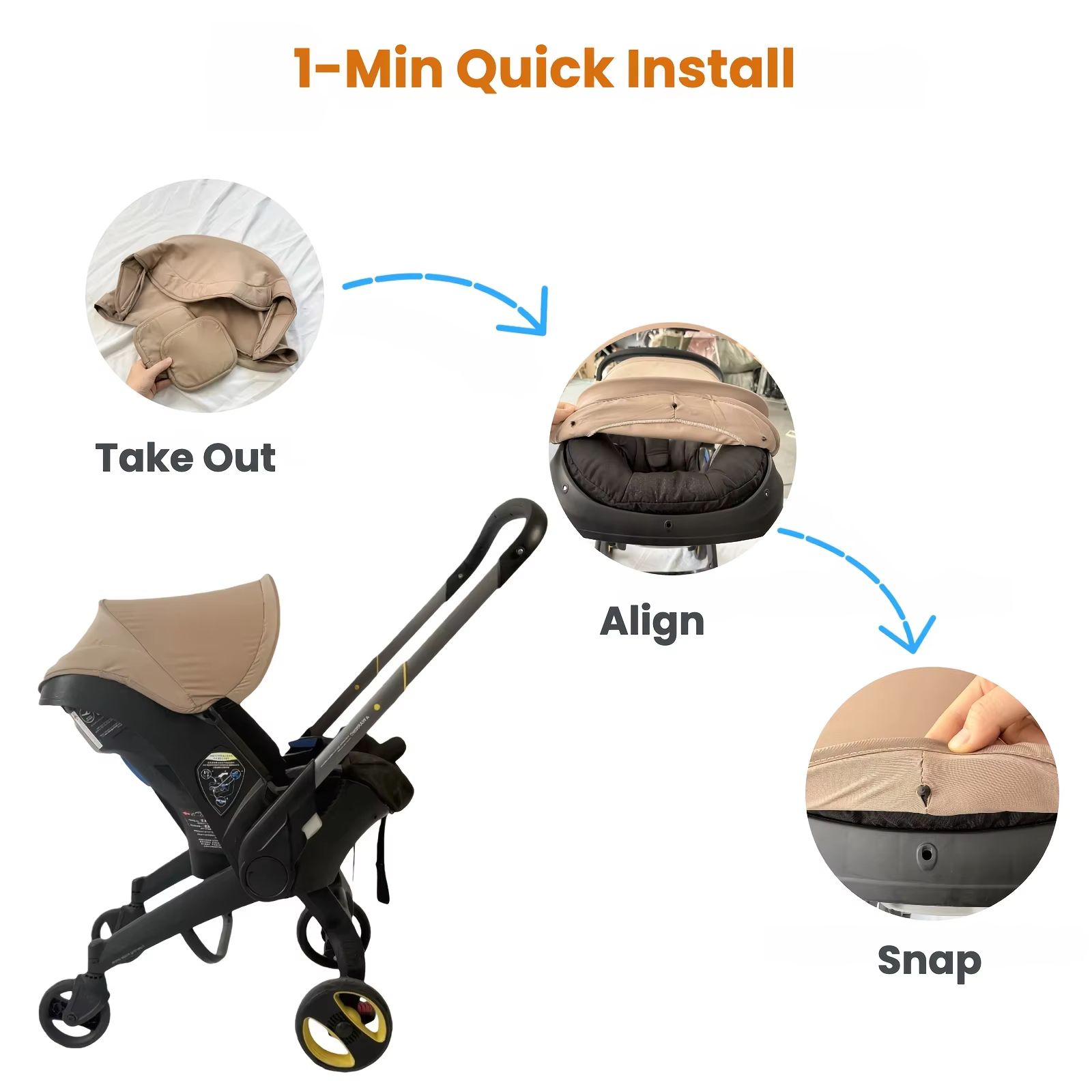 Doona+ Khaki Canopy & Shoulder Pad Set