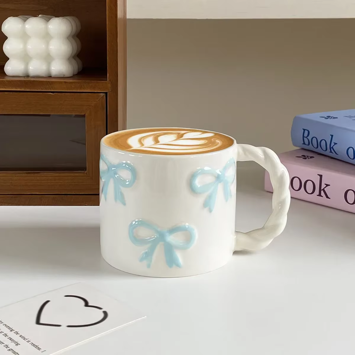 Pink bow ceramic mug