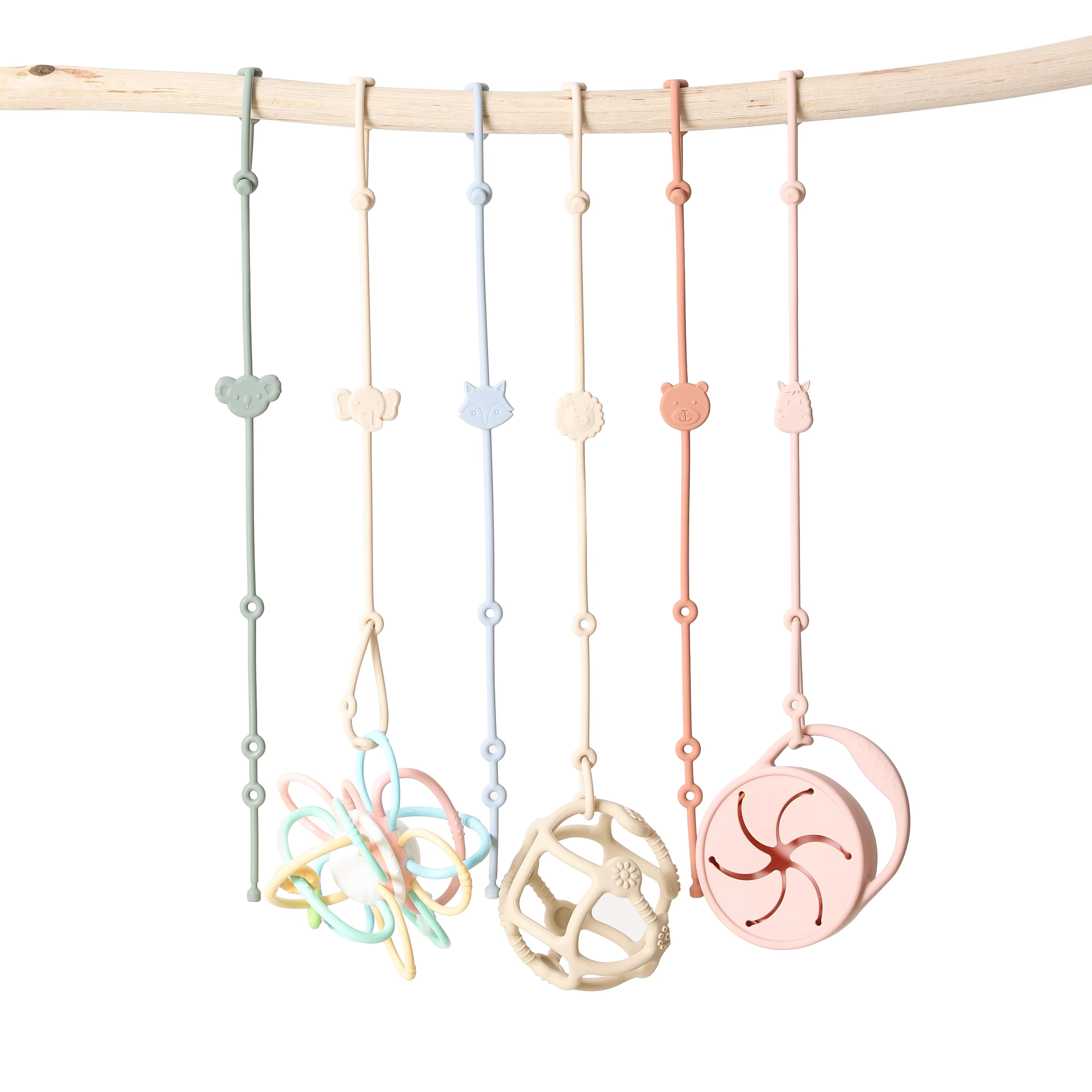 Silicone Toy Straps for the Pram – 6 Pack