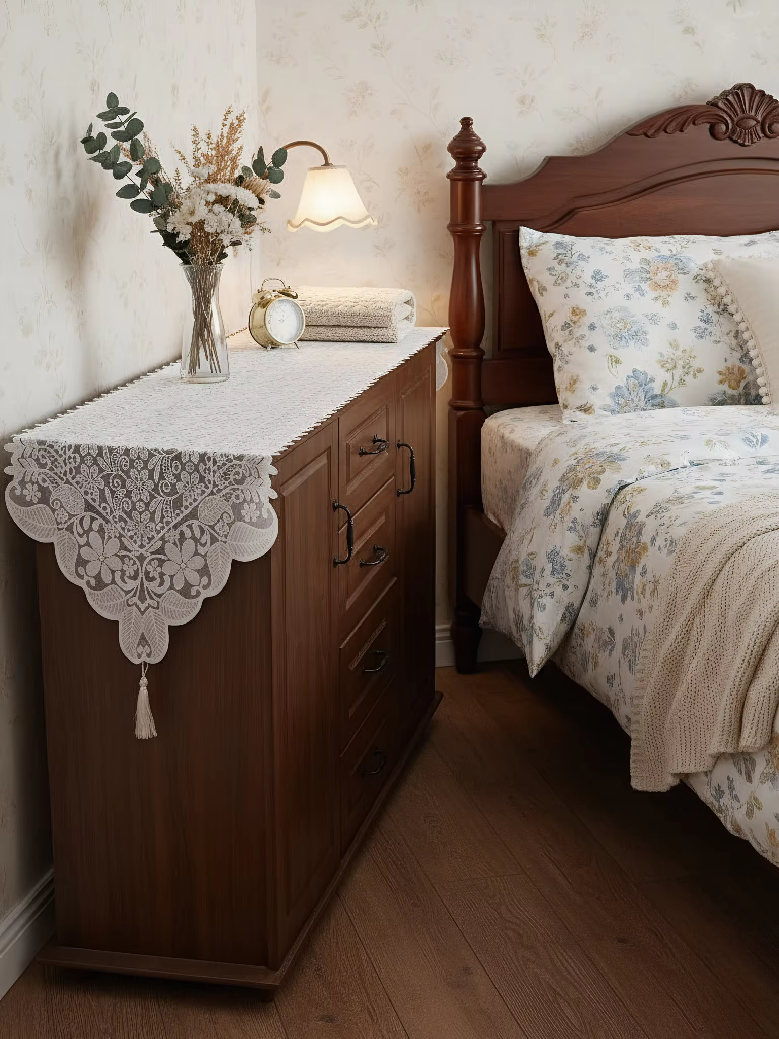 Embroidered French Lace Table Runner